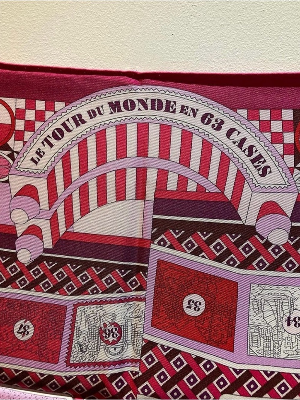 Hermes Pink Magenta Geometric Silk Scarf - Picture 2 of 4